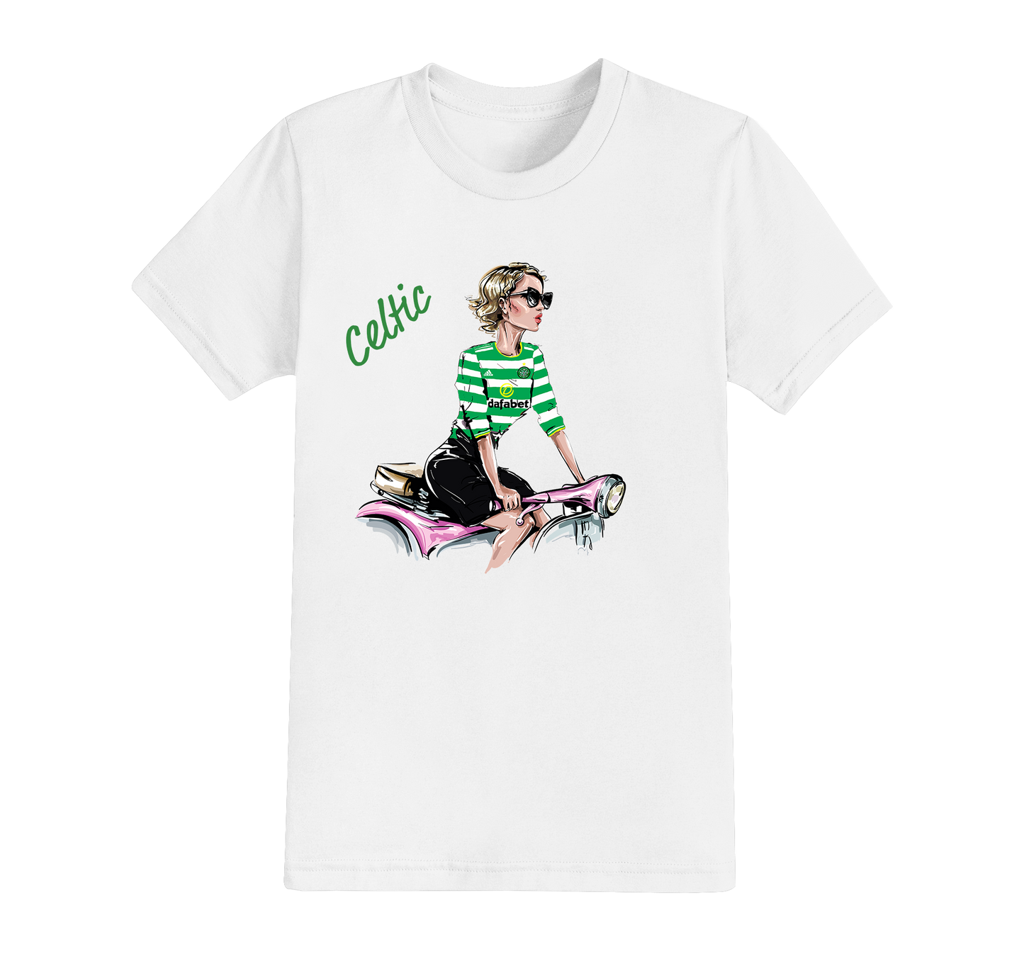 9.5 : Girl on Bike Football T-shirt - ALL TEAMS AVAILABLE