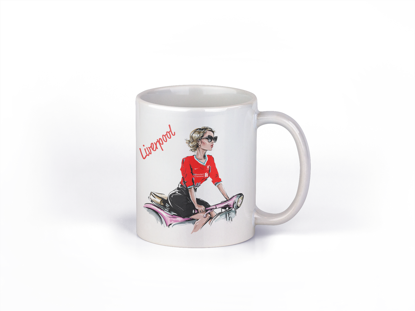 9.71 PERSONALISED FOOTBALL MUG - GIRL ON BIKE