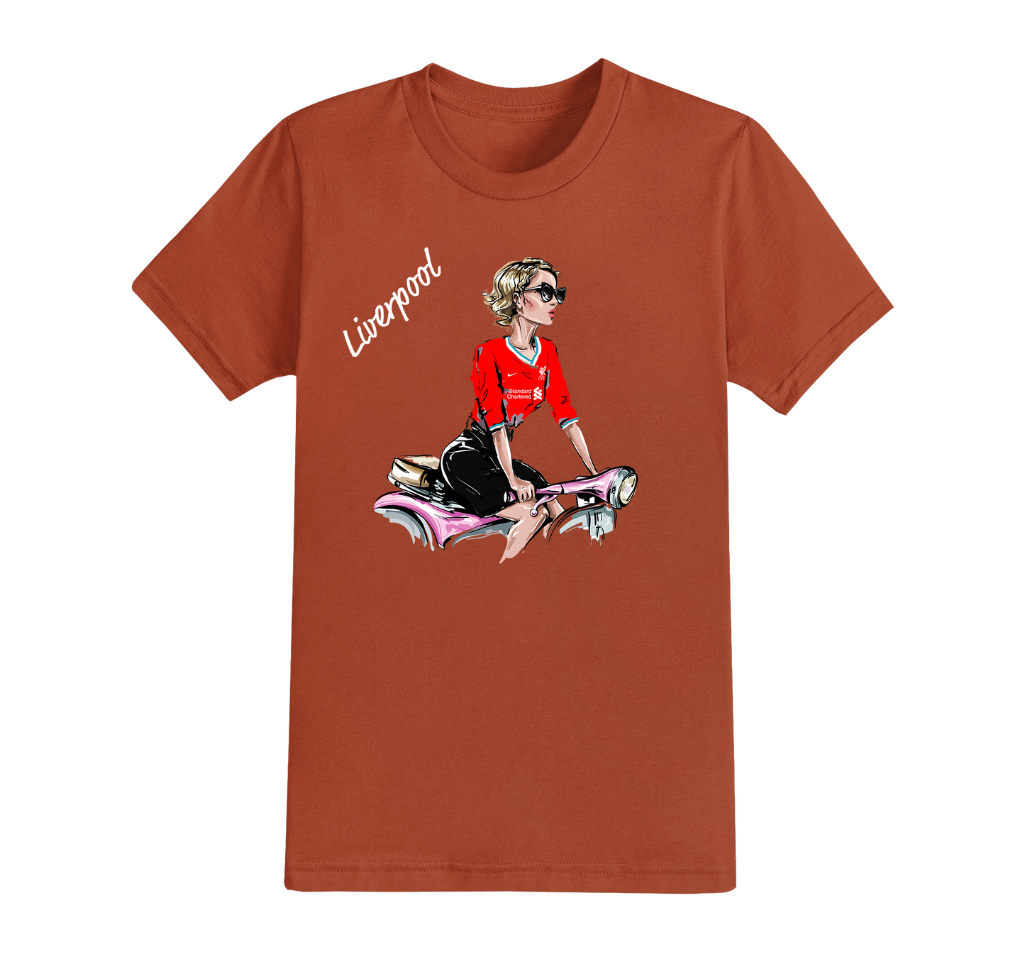 9.5 : Girl on Bike Football T-shirt - ALL TEAMS AVAILABLE