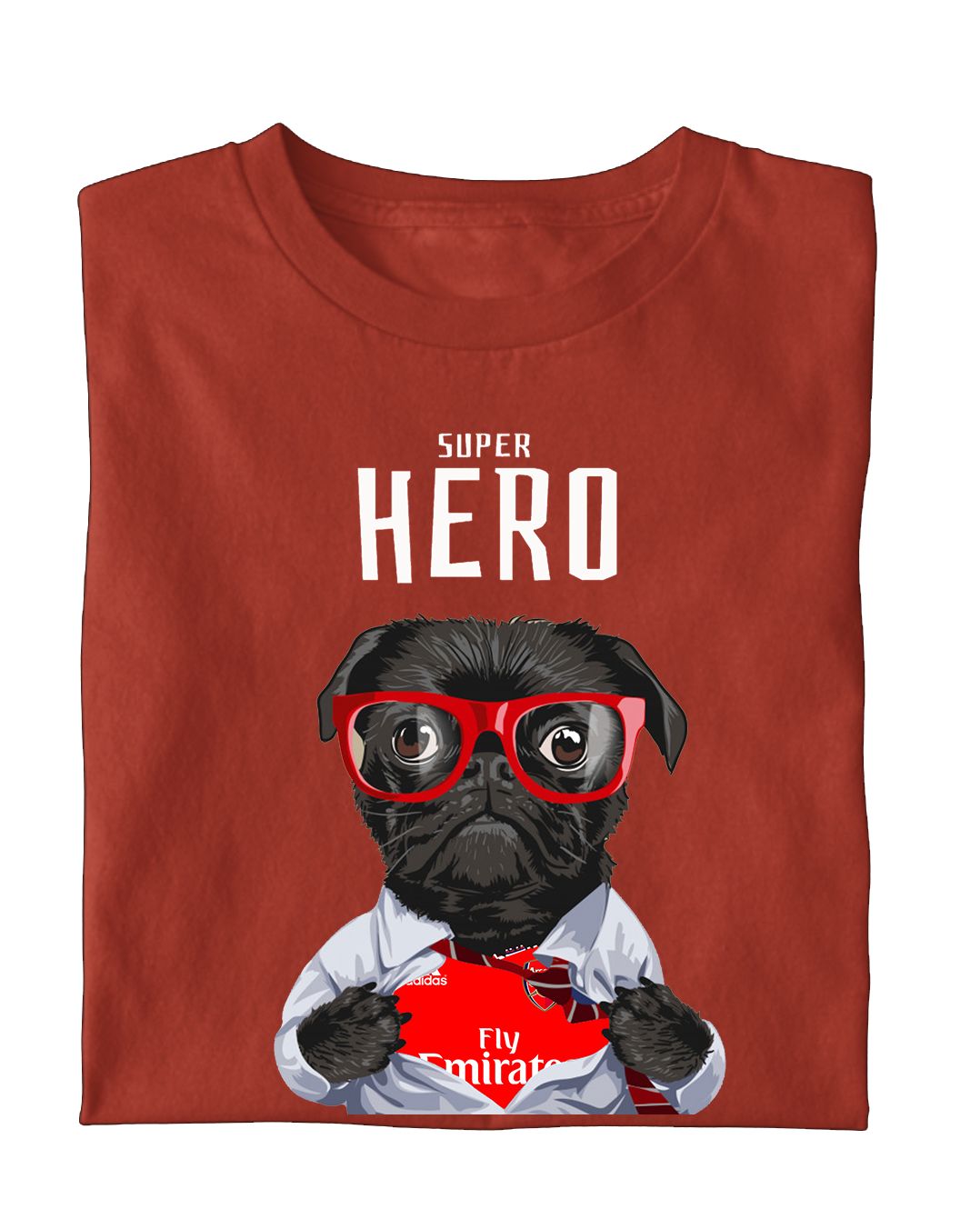 7 : Superhero Football Dog T-Shirt - Pick your own team kit for the Pug to wear