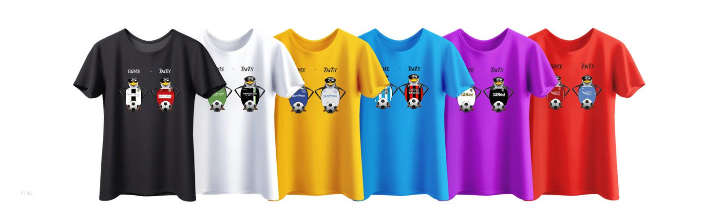 8 : Personalised Penguin Home & Away Strip T-Shirt - CHOOSE YOUR OWN TEAM