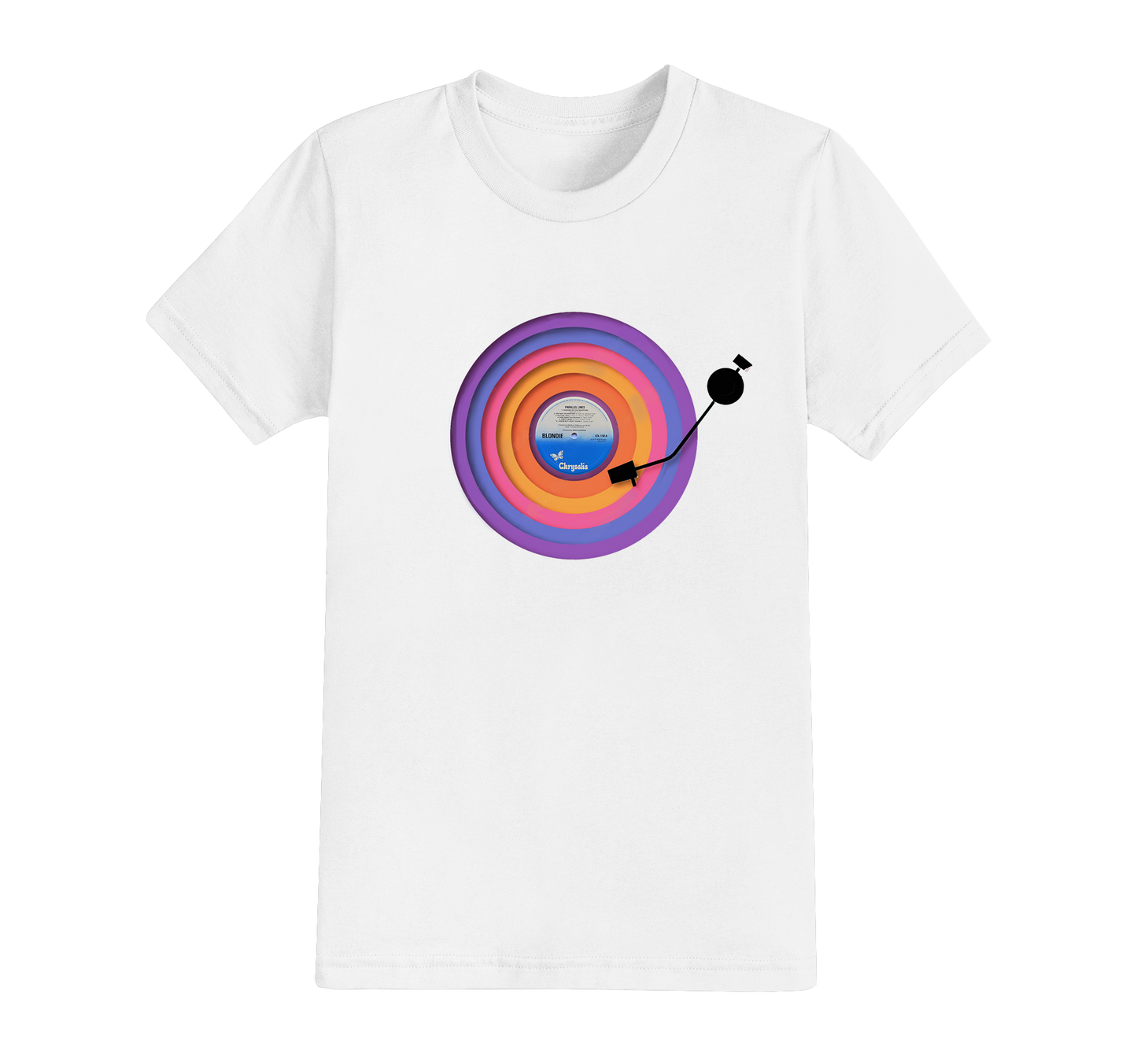 Rainbow Turntable T-shirt - Choose Your Own Record Label - EXCLUSIVE DESIGN